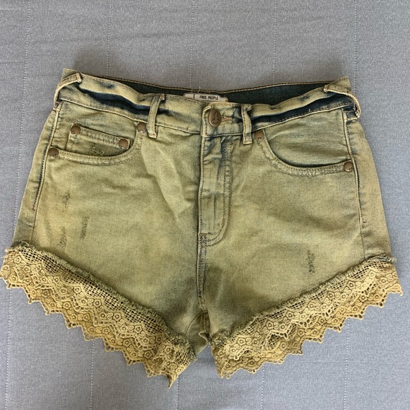 Free People Distressed Demin Lace - Picture 5 of 7